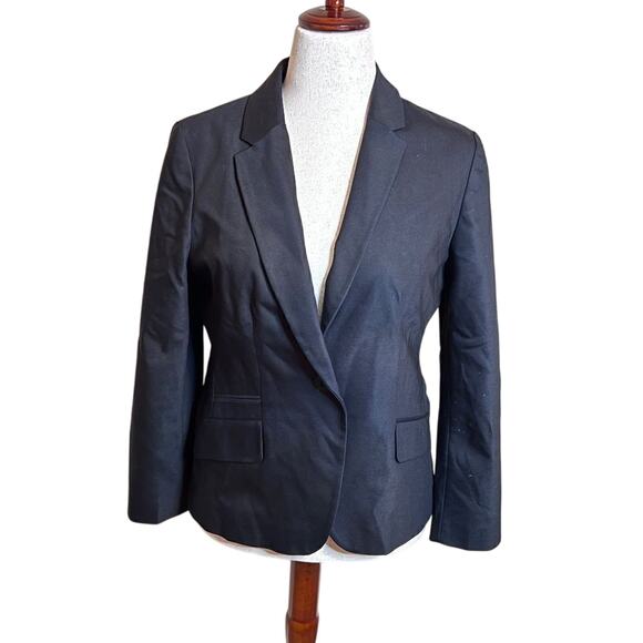 Chico's black lapel blazer lined with white polka dots office career Sz 1 US Med - Picture 1 of 11